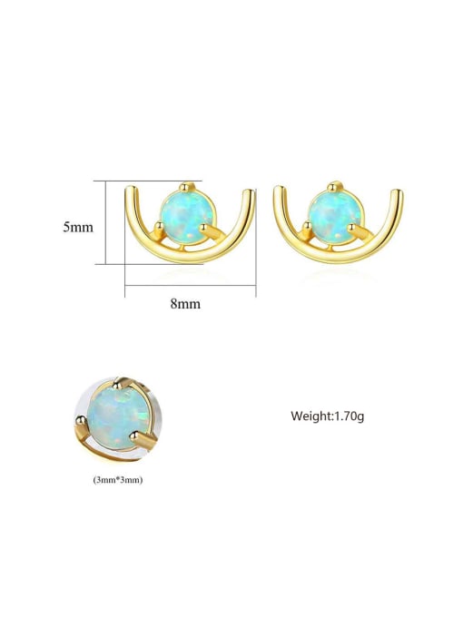 CCUI 925 Sterling Silver With Gold Plated Cute Geometric Stud Earrings 4