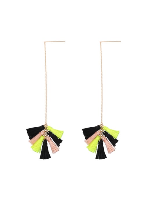 Color -1 Long Tassel Simple Style Women New Drop Earrings