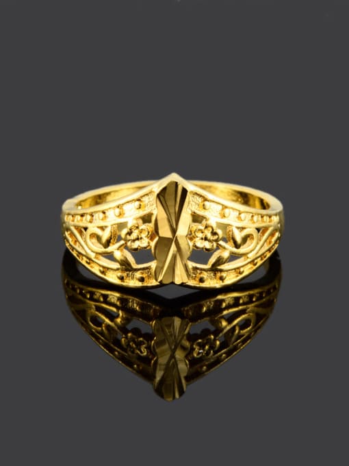 Yi Heng Da Fashionable 24K Gold Plated Flower Shaped Copper Ring 1