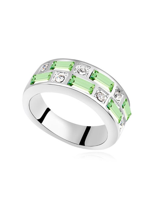 green Simple austrian Crystals Platinum Plated Alloy Ring