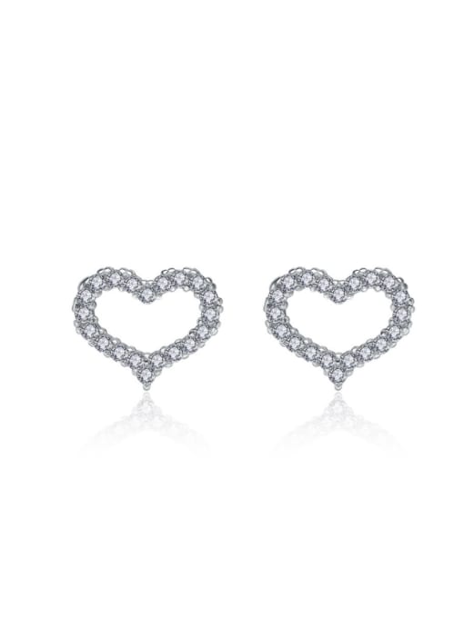 kwan Hollow Heart Micro Pave Simple Stud Earrings