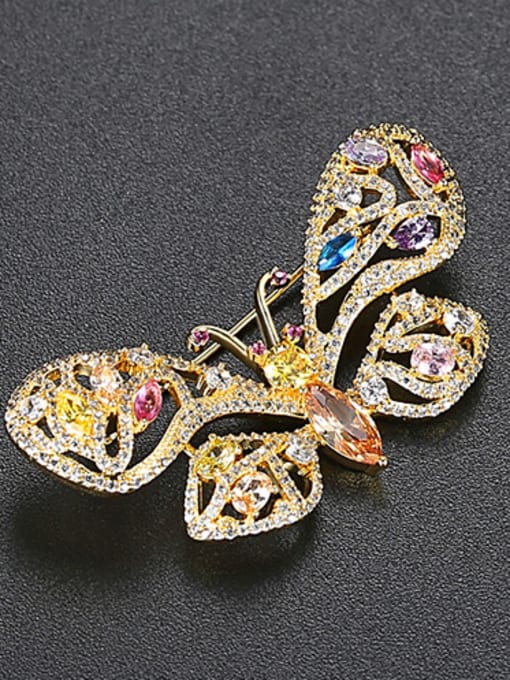 gold Copper With Cubic Zirconia  Luxury Butterfly Brooches