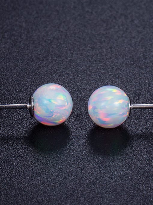 UNIENO Small Balls-shape Fashion Opal Stud Earrings 1