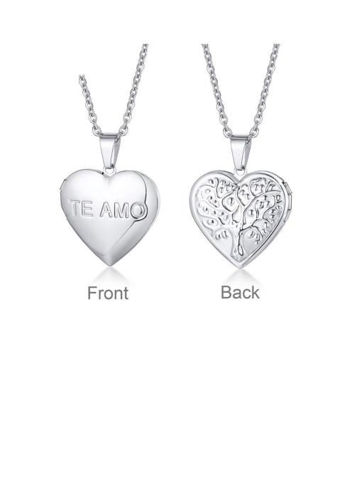 CONG Stainless Steel With Platinum Plated Simplistic Heart Necklaces 0