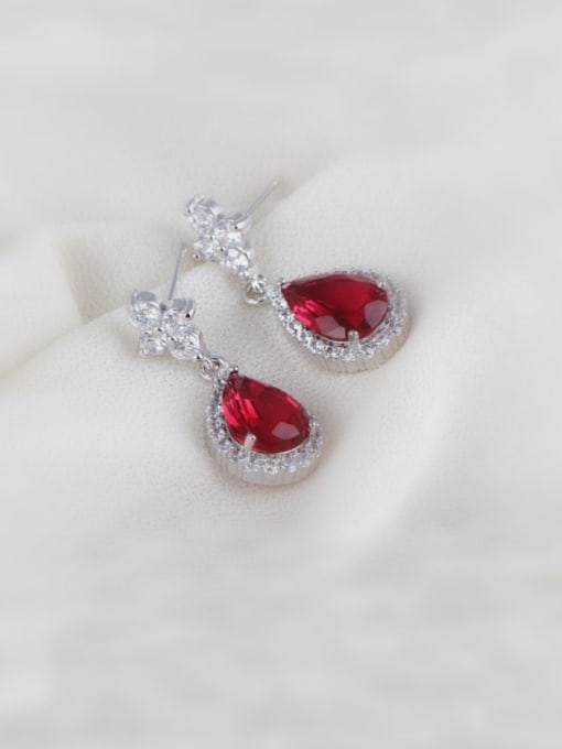 Qing Xing Diamond Zircon Drop Rose Red High-grade Dinner drop earring 0