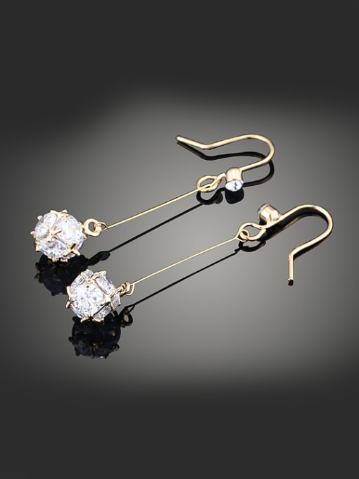 Wei Jia Fashion Cubic Zirconias Gold Plated Copper Drop Earrings 0