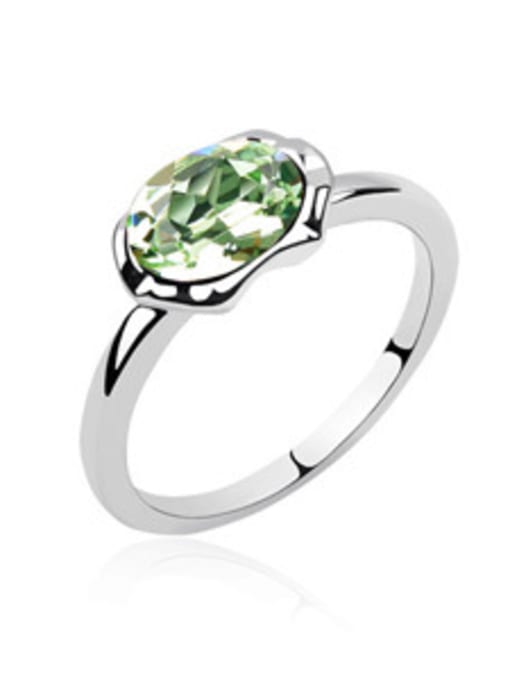 green Simple Oval austrian Crystal Alloy Ring