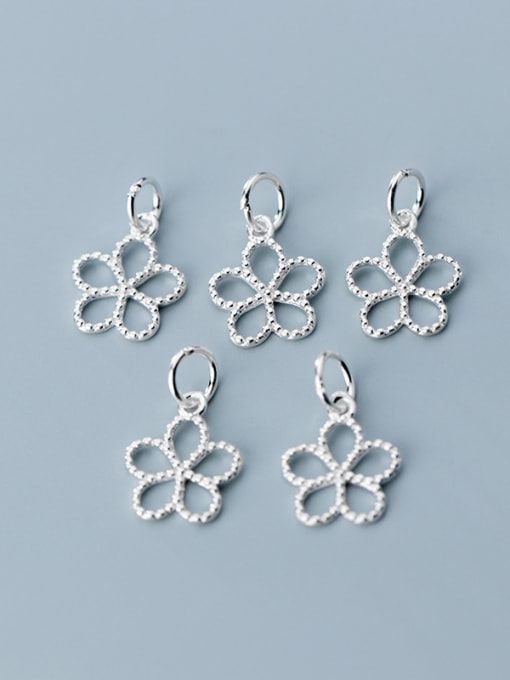FAN 925 Sterling Silver With Platinum Plated Simplistic smooth Flower Charms 1