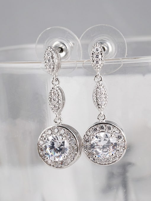 White Europe And The United States Quality Tassel Zircon Cluster earring