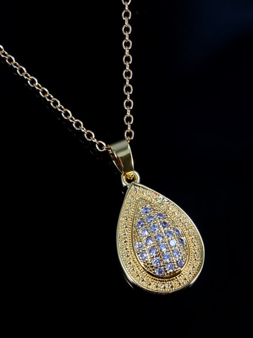 SANTIAGO Exquisite 18K Gold Plated Water Drop Shaped Zircon Necklace 1