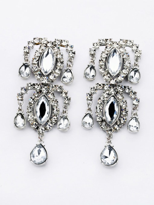 KM Exaggerate Rhinestones Drop Cluster earring 2