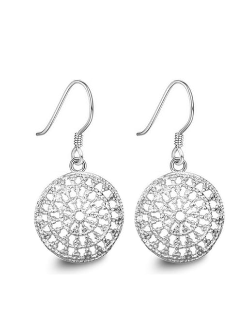 Ya Heng Round Shaped Micro Pave Zircons Hollow Drop Earrings 0