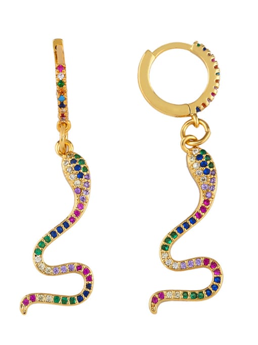 colour Copper With  Cubic Zirconia Personality Animal snake Drop Earrings