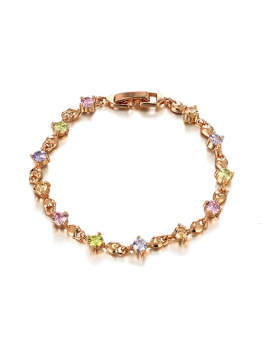 Multi-color Copper Alloy Rose Gold Plated Simple style Zircon Bracelet