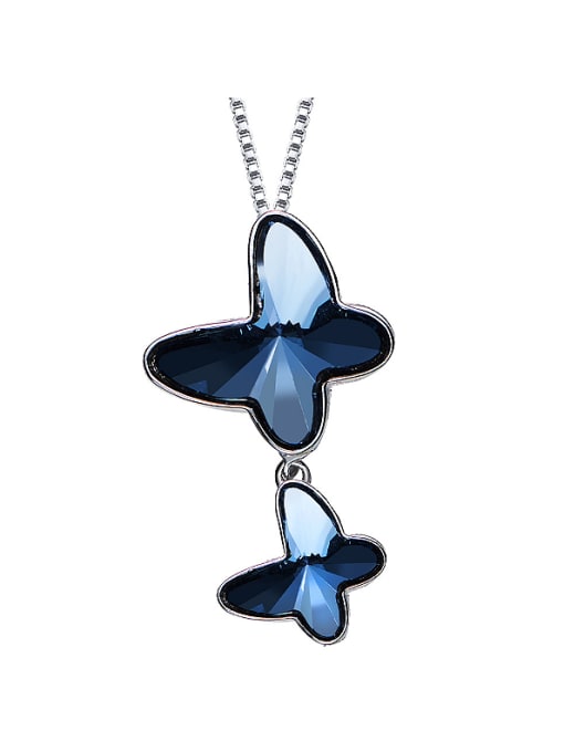 blue 2018 2018 2018 S925 Silver Butterfly-shaped Necklace