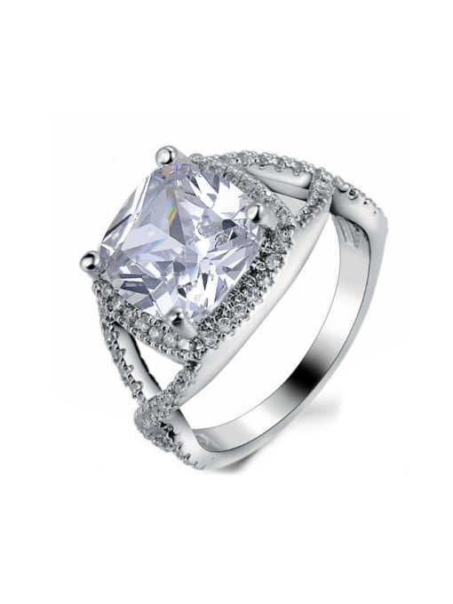 ZK Western Style Shinning Zircons White Gold Plated Ring 0