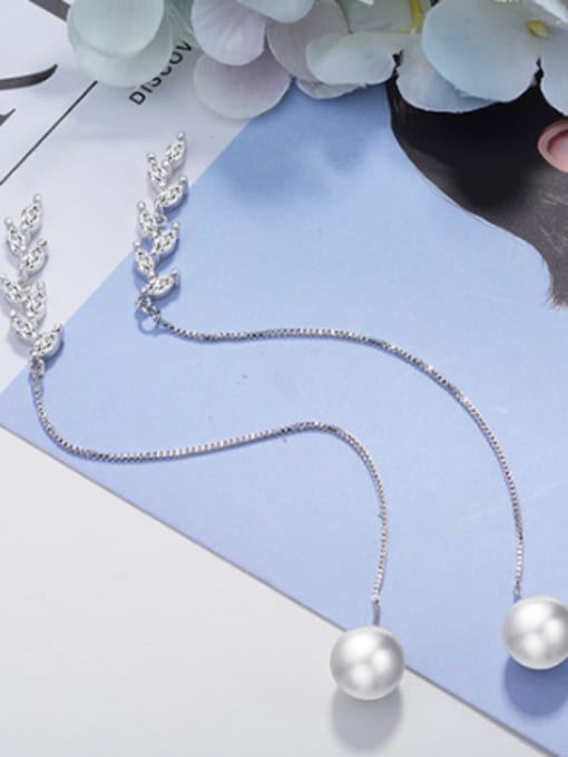 AI Fei Er Fashion Marquise Zirconias Imitation Pearl Line Earrings 2