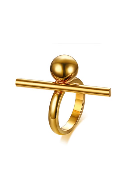 CONG Personality Gold Plated Geometric Shaped Titanium Ring 0