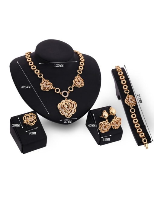 BESTIE Alloy Imitation-gold Plated Vintage style Flower-shaped Four Pieces Jewelry Set 2