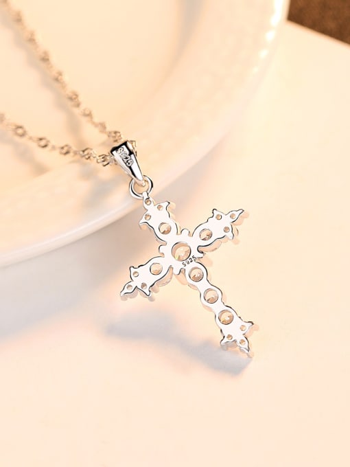 CCUI 925 Sterling Silver With Cubic Zirconia Personality Cross Necklaces 3