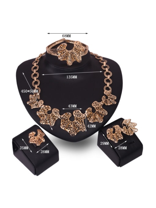 BESTIE Alloy Imitation-gold Plated Vintage style Hollow Four Pieces Jewelry Set 2