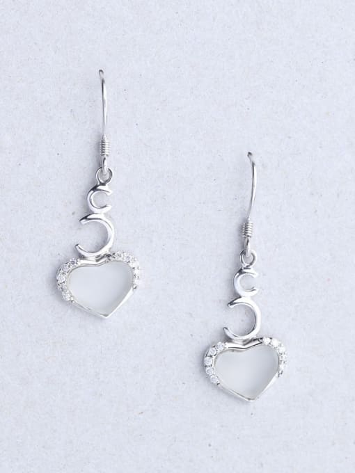 One Silver Elegant Opal Stone Drop Earrings 3