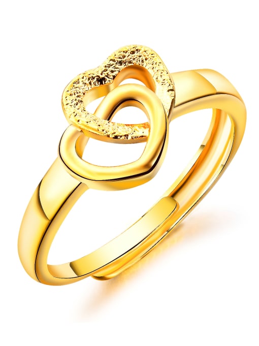 Open Sky Copper With 18k Gold Plated Fashion Heart Wedding Rings 0