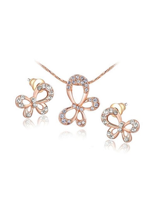 Ronaldo Alloy Rose Gold Plated Fashion Butterfly Two Pieces Jewelry Set 0