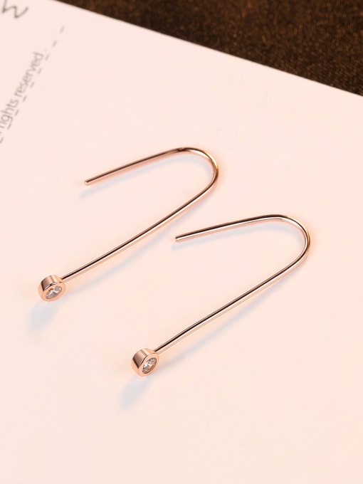 CCUI 925 Sterling Silver With Rose Gold Plated Simplistic Round Hook Earrings 3