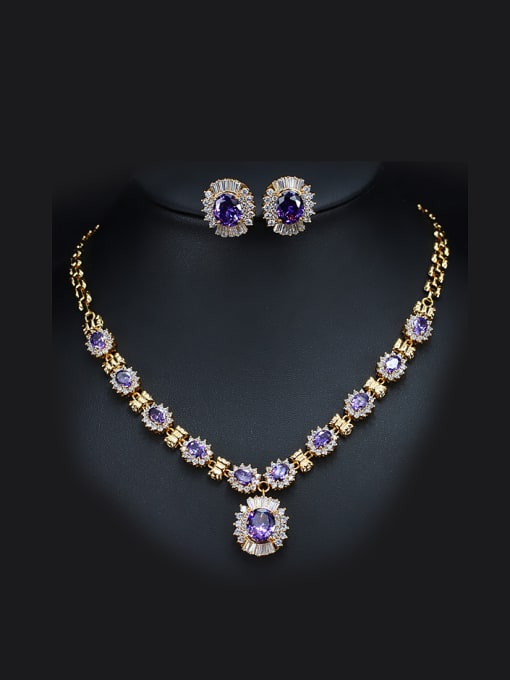 L.WIN Classical Color Zircon Two Pieces Jewelry Set