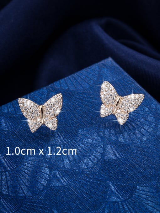 Mo Hai Copper With Platinum Plated Cute Butterfly Stud Earrings 3