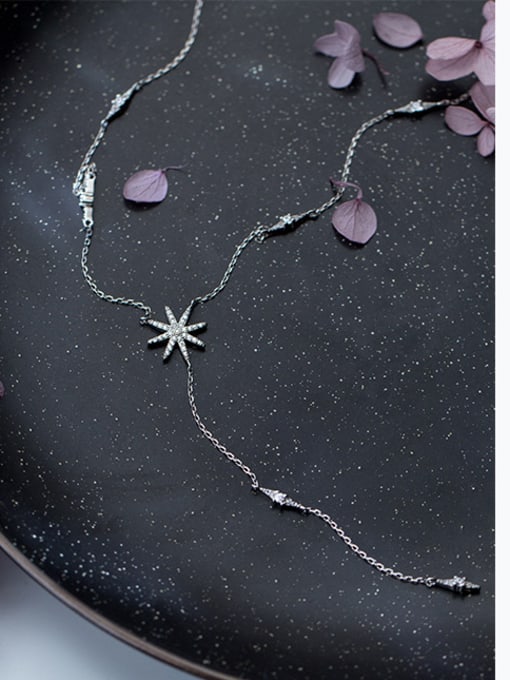 Long Necklace Pure Silver Snowflake long necklace and love short necklace