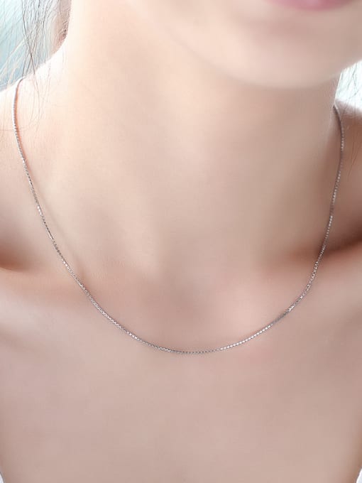 OUXI Simple Box Chain Silver Necklace 1