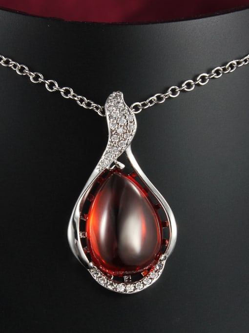 SANTIAGO Temperament Red Water Drop Shaped Opal Necklace 2