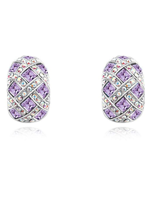 purple Personalized Shiny austrian Crystals Alloy Stud Earrings
