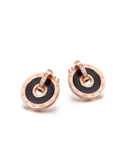 JINDING European And American Female Black And White Shell Rose Gold Titanium stud Earring 2