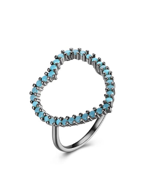 OUXI Fashion Heart-shaped Turquoise Stones Ring 1