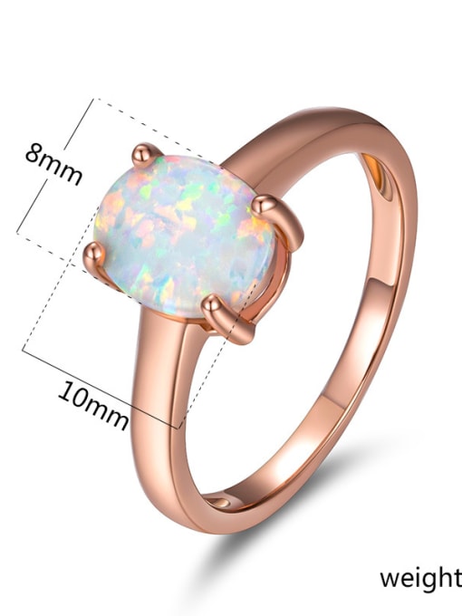 White Oval Blue Stones Rose Gold Plated Ring