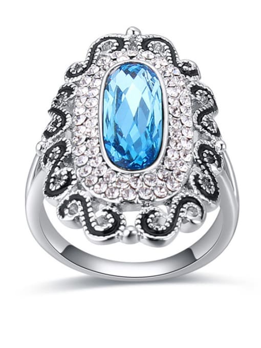 light blue Exaggerated austrian Crystals Alloy Ring