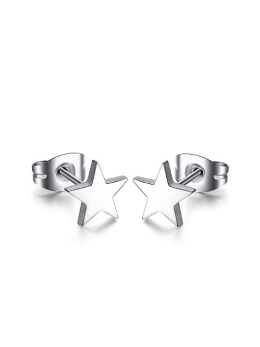 CONG Exquisite Star Shaped High Polished Titanium Stud Earrings 0