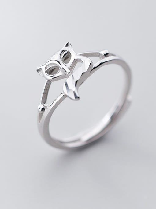 Rosh 925 Sterling Silver With Platinum Plated Cute Hollow Animal Free Size Rings 1