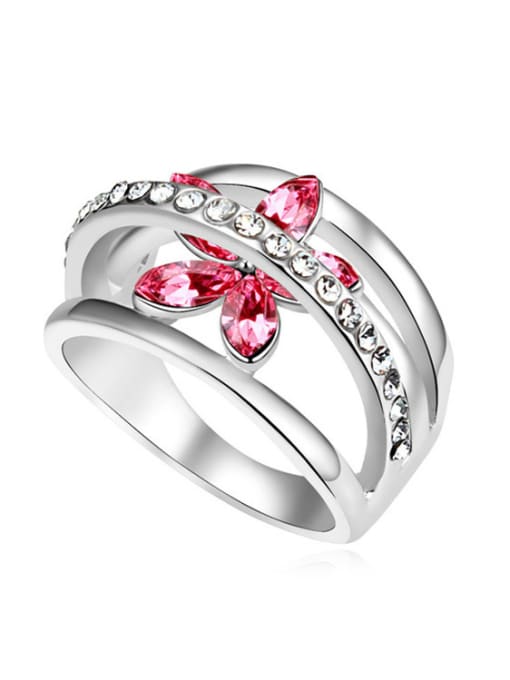 pink Fashion austrian Crystals-Flower Alloy Ring