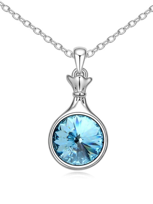 blue Simple Round austrian Crystals Pendant Alloy Necklace