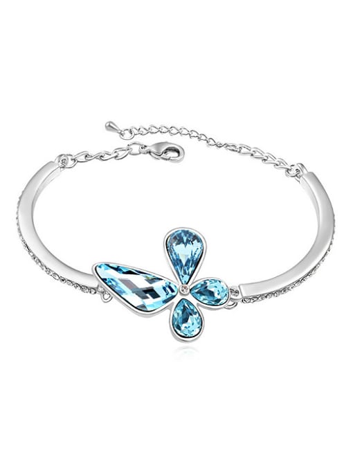 blue Fashionable Flowery austrian Crystals Alloy Bracelet