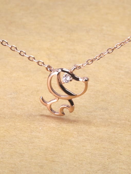 Rose Gold Simple 925 Silver Hollow Puppy Dog Necklace