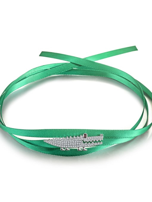 Green New crocodile green red micro-inlay zricon necklaces bracelet