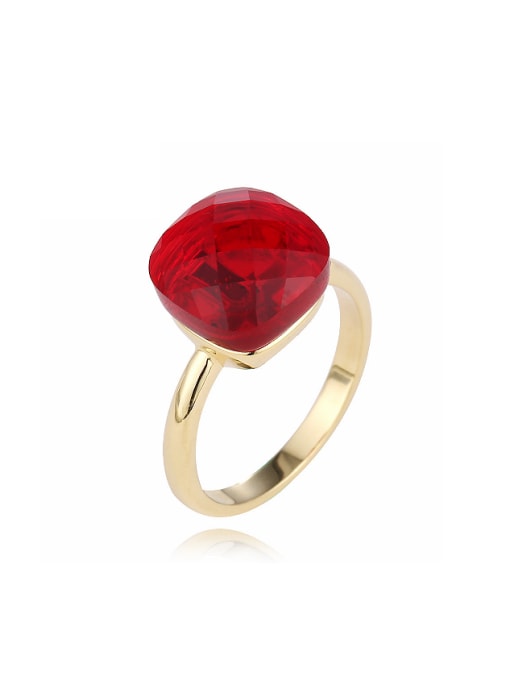 Wei Jia Simple Ruby Crystal Gold Plated Copper Ring 0