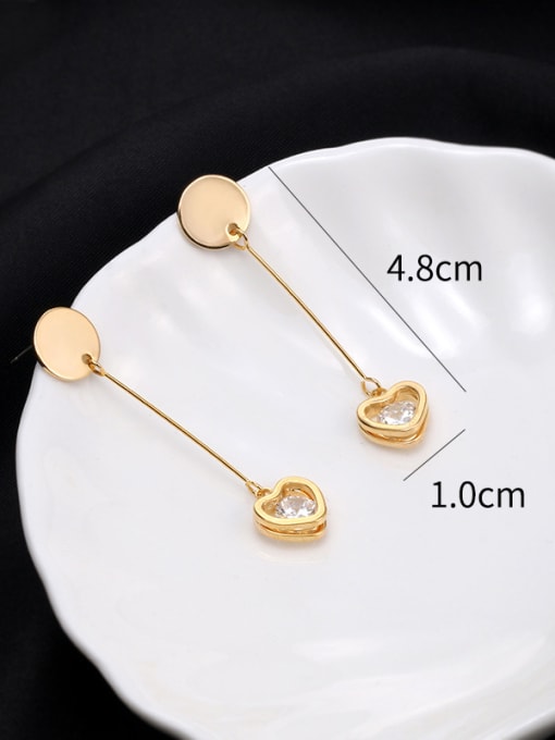 Mo Hai Copper With Cubic Zirconia Simplistic Heart Drop Earrings 2