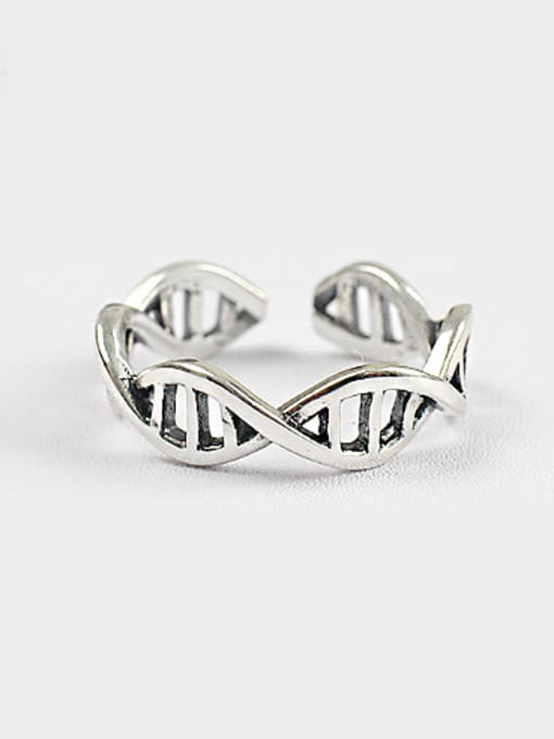 DAKA Personalized Spiral DNA shaped Silver Opening Ring 0
