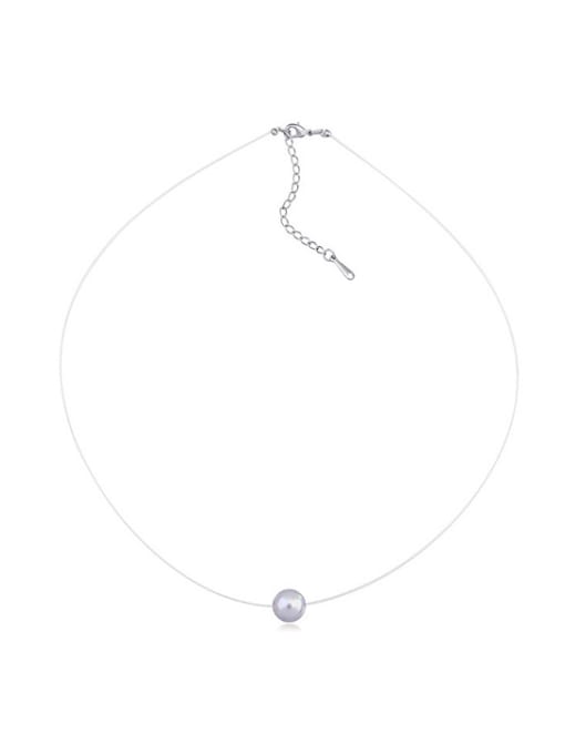 QIANZI Simple Single Imitation Pearl Alloy Necklace 1